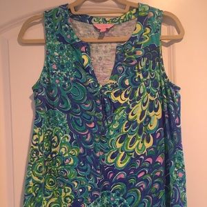 EUC! Lilly Pulitzer Marlow Peacock Shirt Top L
